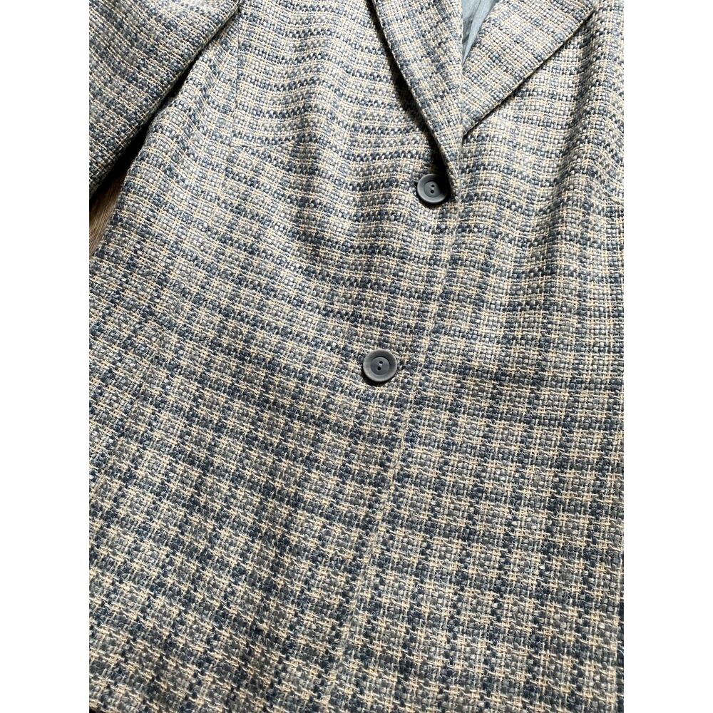 BOGO Vintage Vibes Tweed Blazer Ivory Blue Gingham Preppy Layering Academia - Picture 2 of 5